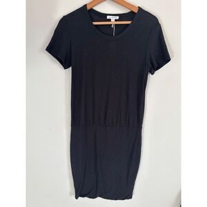 James Perse Standard Black Short Sleeve Drop Waist T-Shirt Dress Size 2 NEW